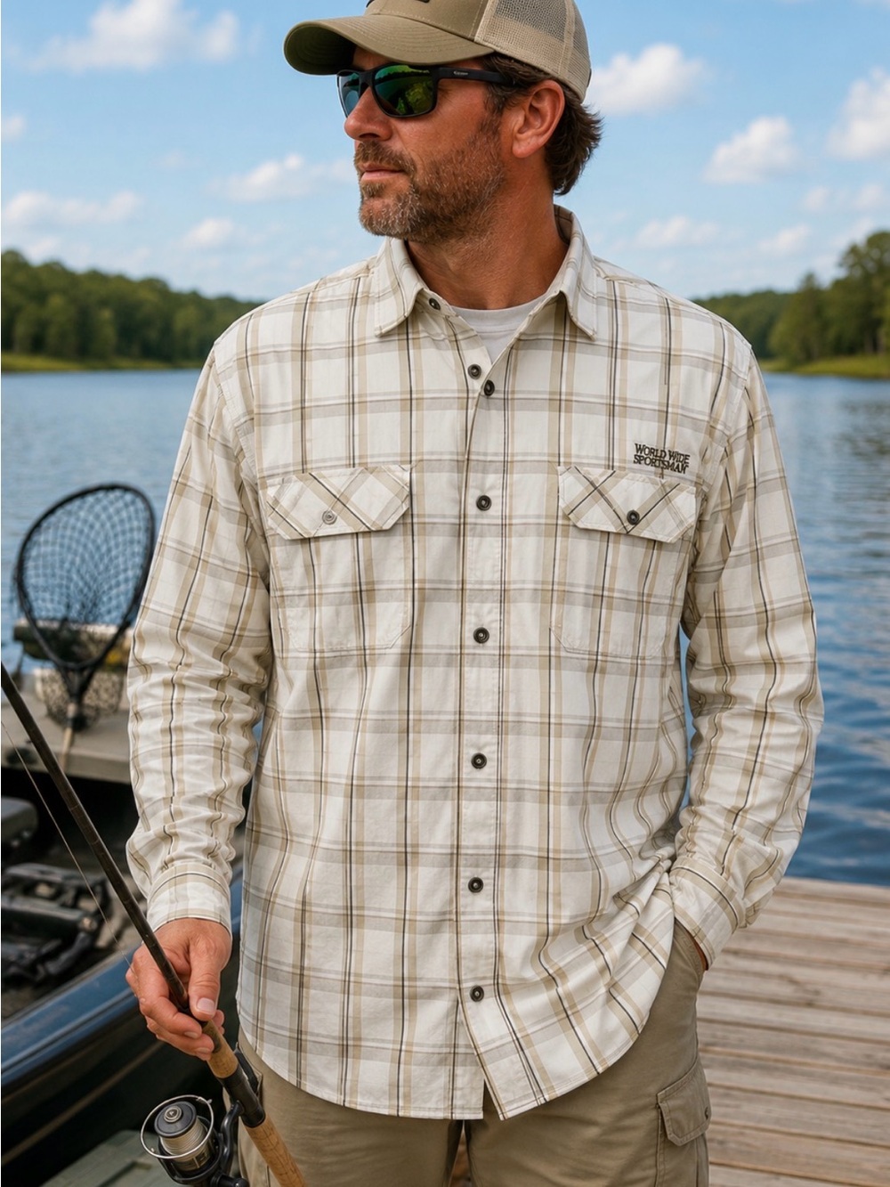 Bass Pro Shops World Wide Sportsman Men’s 3XL Performance Fishing Shirt Beige